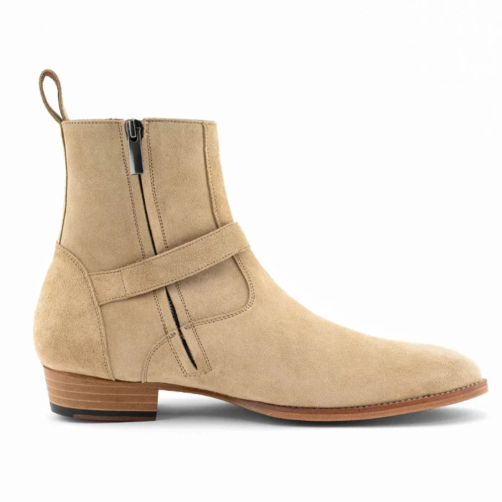 Men's Beige Suede Ankle High Jodhpur Boots